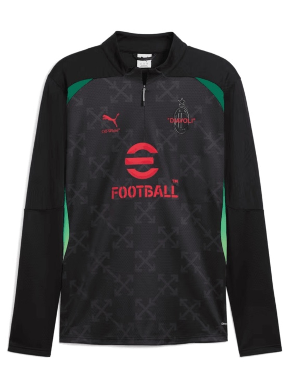 Puma AC Milan x OFF WHITE 2024 - 25 PreMatch Quarter Zip Training Top